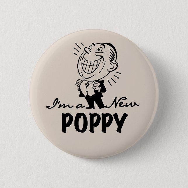 Lächelnde neue Mohnblumen-T - Shirts und Geschenke Button (Vorderseite)