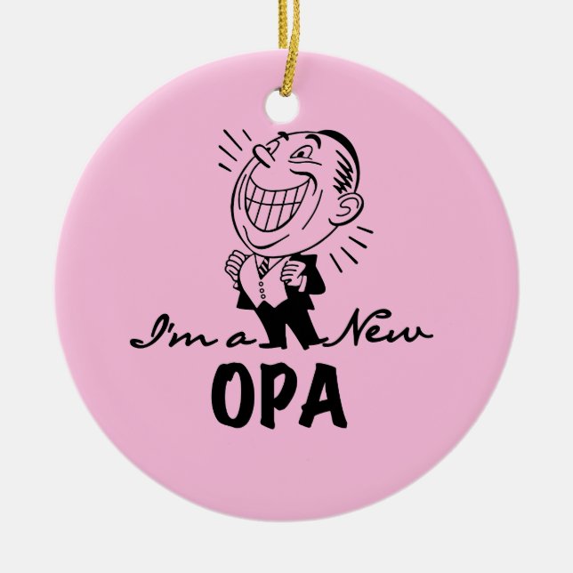 Lächelnde neue Opa T - Shirts und Geschenke Keramikornament (Vorne)