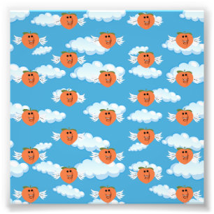 Lächelnde Obst lustige Pfirsich Essen Humor Emojis Fotodruck