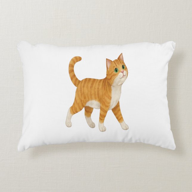 Lächelnde orange Katze Deko-Kissen Dekokissen (Vorderseite)