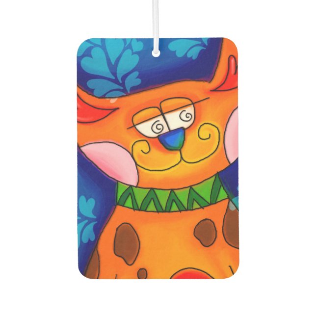 Lächelnde Orange Tabby Cat Autolufterfrischer (Vorderseite)