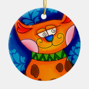 Lächelnde Orange Tabby Cat Keramik Ornament