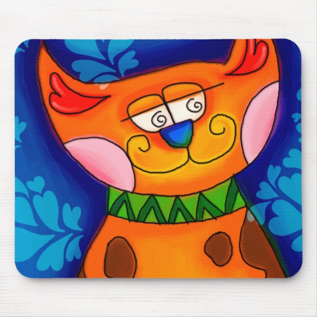 Lächelnde Orange Tabby Cat Mousepad (Vorne)