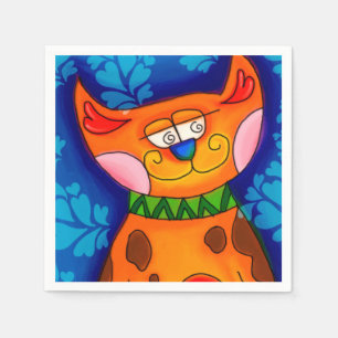 Lächelnde Orange Tabby Cat Serviette