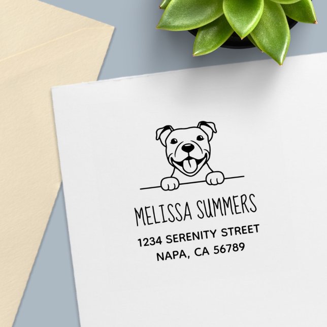 Lächelnde Pit Bull-Dog-Adresse Permastempel (Von Creator hochgeladen)