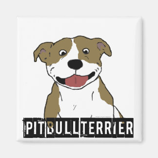 Lächelnde Pit Bull (Tan und White nur Rasse Name) Magnet
