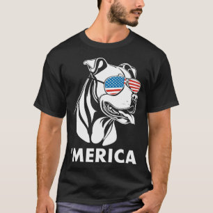 Lächelnde Pitbull-Sonnenbrille 4. Juli Merica T-Shirt