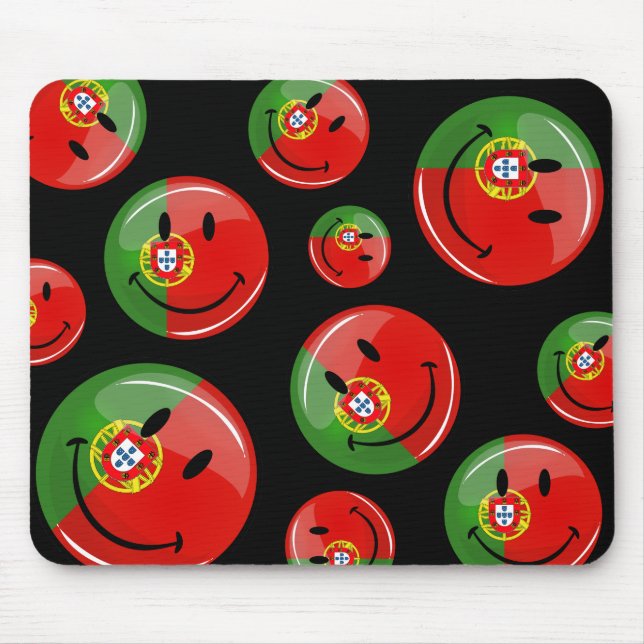Lächelnde portugiesische Flagge Mousepad (Vorne)