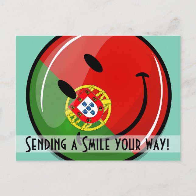 Lächelnde portugiesische Flagge Postkarte (Vorderseite)