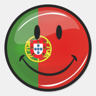 Lächelnde portugiesische Flagge Runder Aufkleber