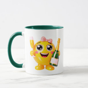 Lächelnde Porzellan-Emoji-Feier-Illustration Tasse