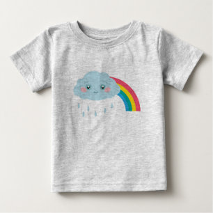 Lächelnde Regenwolke und Regenbogen Niedliche Kin Baby T-shirt