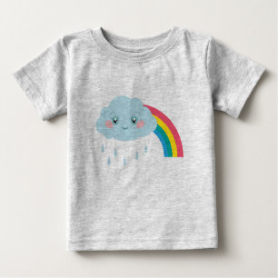 Lächelnde Regenwolke und Regenbogen Niedliche Kind Baby T-shirt