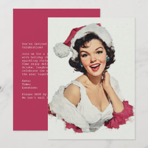 Lächelnde Retro-Weihnachts-Pin-Up-Dame Feiertagskarte