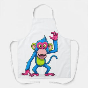 Lächelnde rosa Affe Cartoon-Maskottchen Schürze