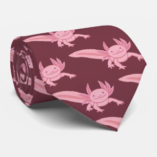 Lächelnde rosa Axolotl Krawatte – Süßes Kawaii-Des