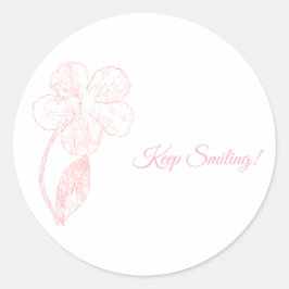 Lächelnde rosa Blumen-Inspirations-Aufkleber Runder Aufkleber