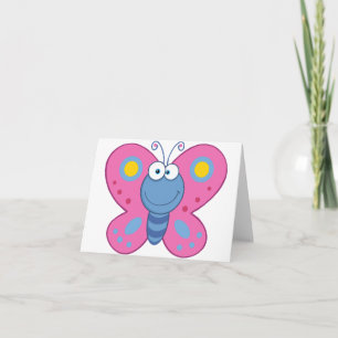 Lächelnde rosa Schmetterlings-Notizkarten Karte