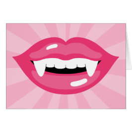 Lächelnde rosa Vampirlippen mit Fangs