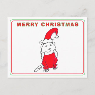 Lächelnde rote Weihnachts-Outfit-Hund-Cartoon-Weih Feiertagspostkarte
