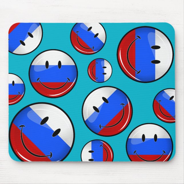 Lächelnde russische Flagge Mousepad (Vorne)