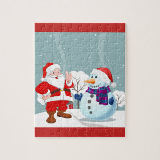 Lächelnde Sankt und Schneemann Puzzle