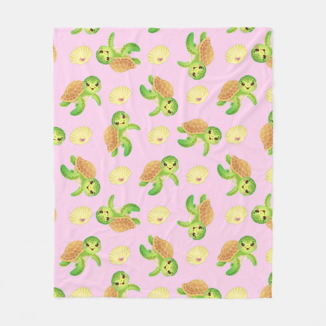Lächelnde Schildkröten und Muscheln Fleecedecke (Vorderseite)