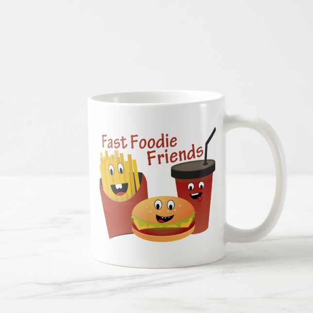 Lächelnde schnelle Feinschmecker-Freunde Tasse (Rechts)