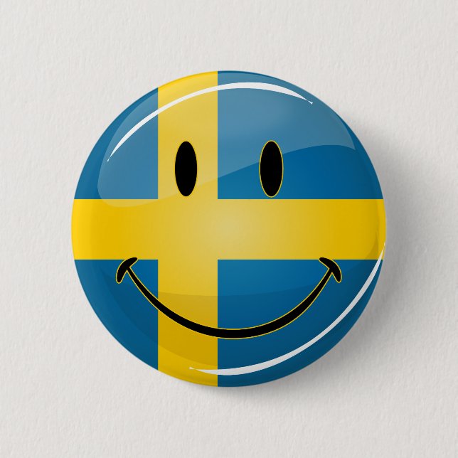 Lächelnde schwedische Flagge Button (Vorderseite)