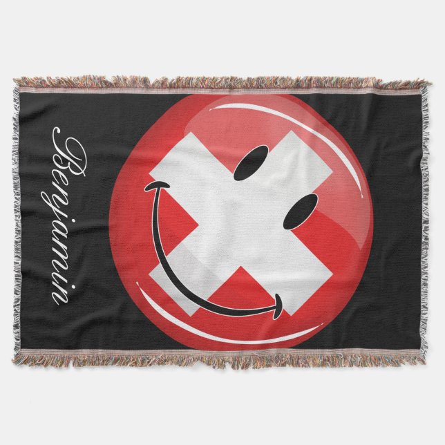 Lächelnde Schweizer Flagge Decke (Vorderseite)