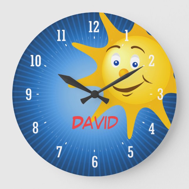 Lächelnde Sonne | Decorationsuhr Große Wanduhr (Vorderseite)