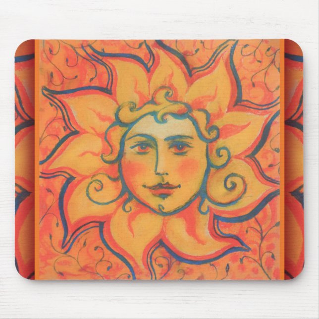Lächelnde Sonne, Fairytale Fantasy Art, orange gel Mousepad (Vorne)