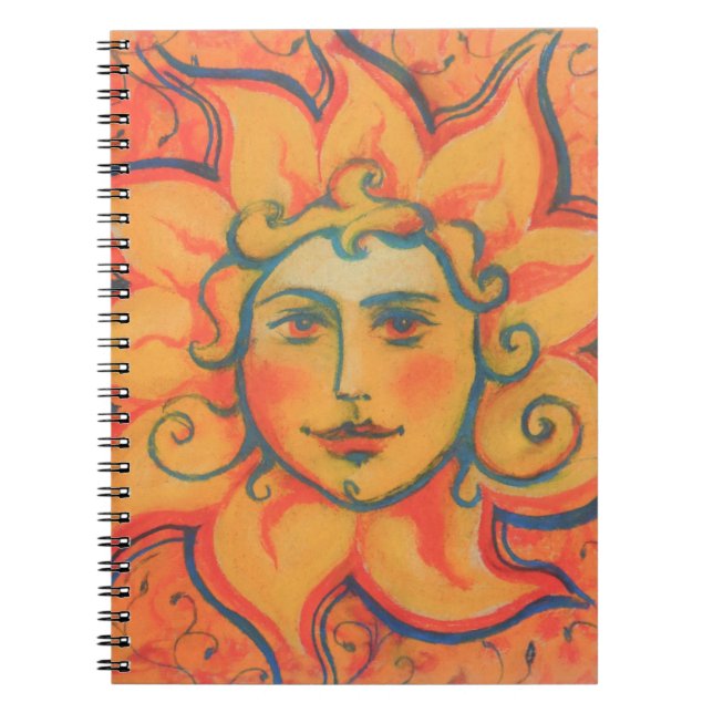 Lächelnde Sonne, Fairytale Fantasy Art, orange gel Notizblock (Vorderseite)