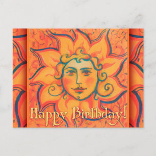 Lächelnde Sonne, Fairytale Fantasy Art, orange gel Postkarte