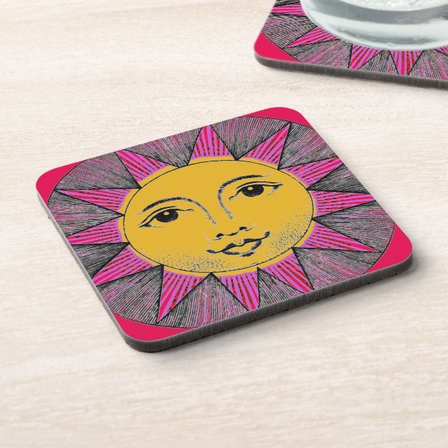 Lächelnde Sonne Getränkeuntersetzer (Linke Seite)