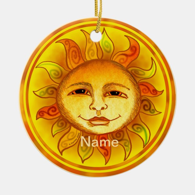Lächelnde Sonne Keramik Ornament (Vorne)