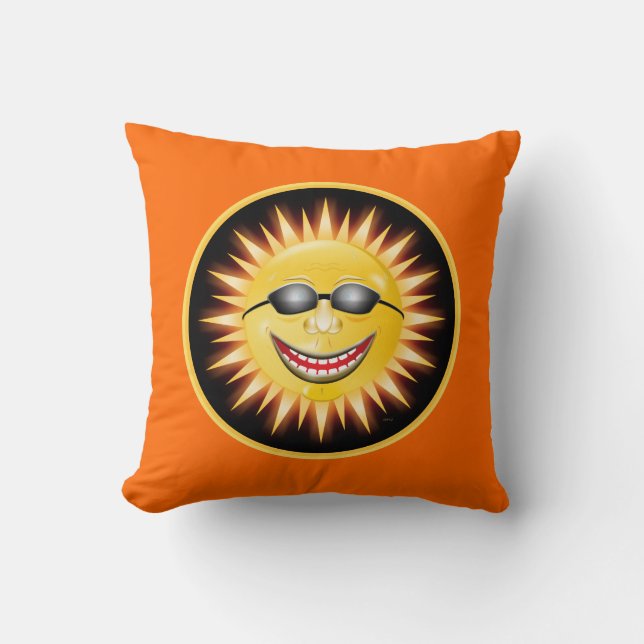 Lächelnde Sonne Kissen (Vorderseite)
