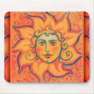 Lächelnde Sonne, Märchen-Fantasie-Kunst, Orange Ge Mousepad