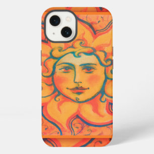 Lächelnde Sonne, Märchen-Fantasy-Kunst, Orange-Gel iPhone Hülle