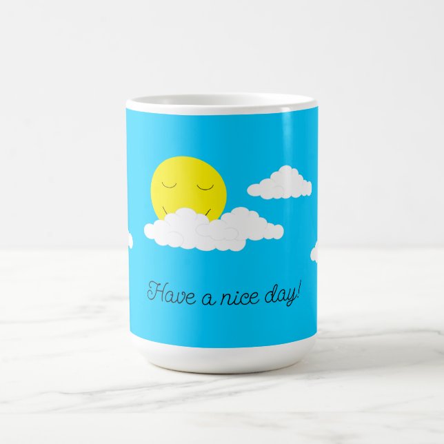 Lächelnde Sonne mit Wolken: Türkis Kaffeetasse (Mittel)