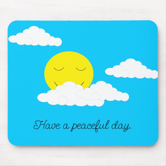 Lächelnde Sonne mit Wolken: Türkis Mousepad (Vorne)