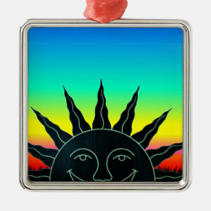 Lächelnde Sonne Ornament Aus Metall