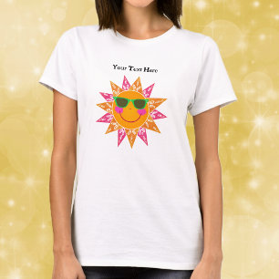 Lächelnde Sonne Rosige Wangen Abstrakte Strahlen S T-Shirt