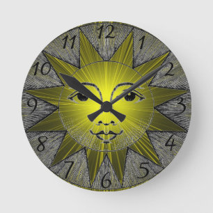 Lächelnde Sonne Runde Wanduhr