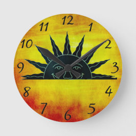 Lächelnde Sonne Runde Wanduhr