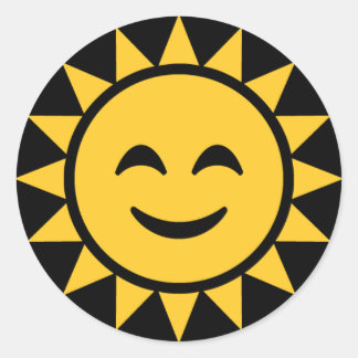 Lächelnde Sonne Runder Aufkleber