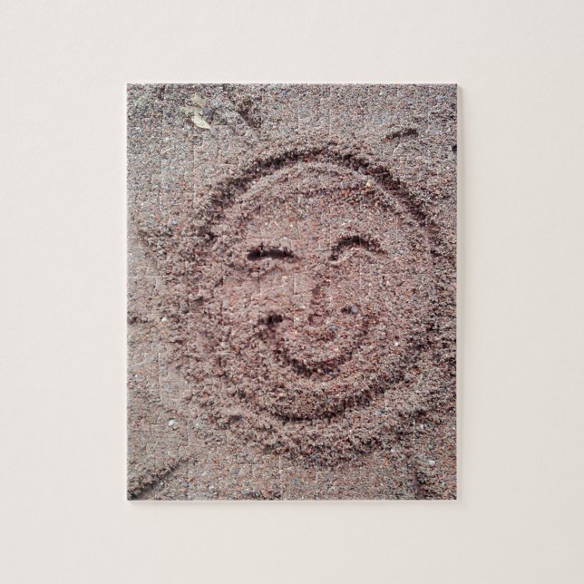 Lächelnde Sonne, Sand Emoticon, Sommer Emoji Puzzle (Vertikal)