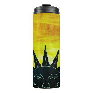 Lächelnde Sonne Thermosbecher