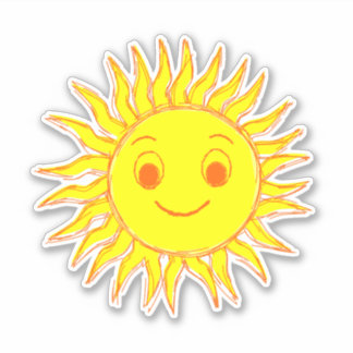 Lächelnde Sonne Zeichnend Aufkleber