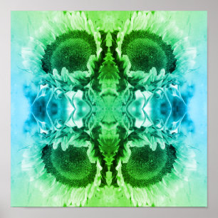 Lächelnde Sonnenblume Abstract Schwarz-Weiß getönt Poster
